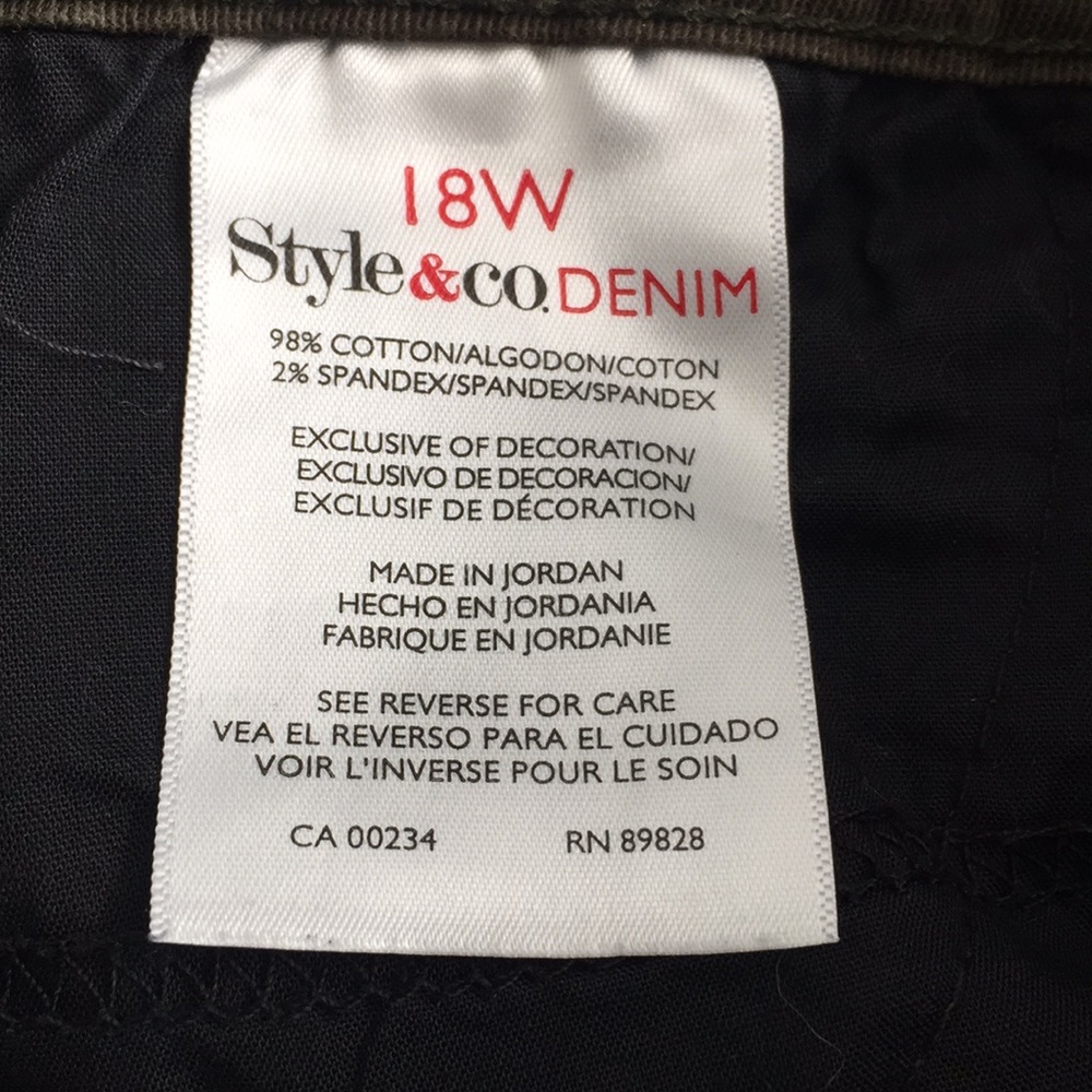 EUC Style & Company Slim Leg Denim - Olive - Picture 3 of 4